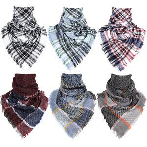 6 Pieces Scarfs For Women Triangle Scarf Tassel Tartan Scarves Classic 5816